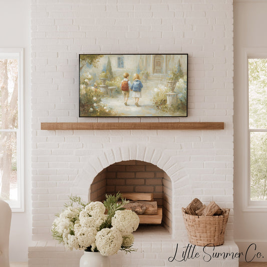 Children on Garden Path Frame TV Art displayed on a TV