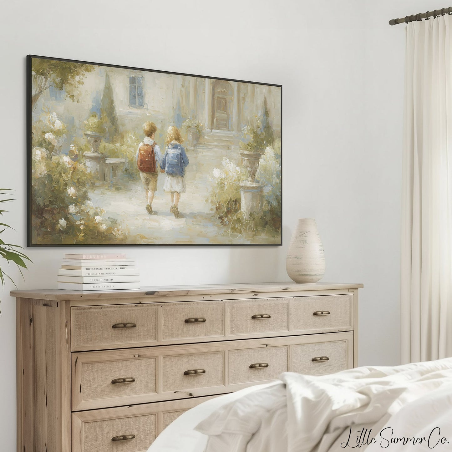 Children on Garden Path Frame TV Art displayed on a TV