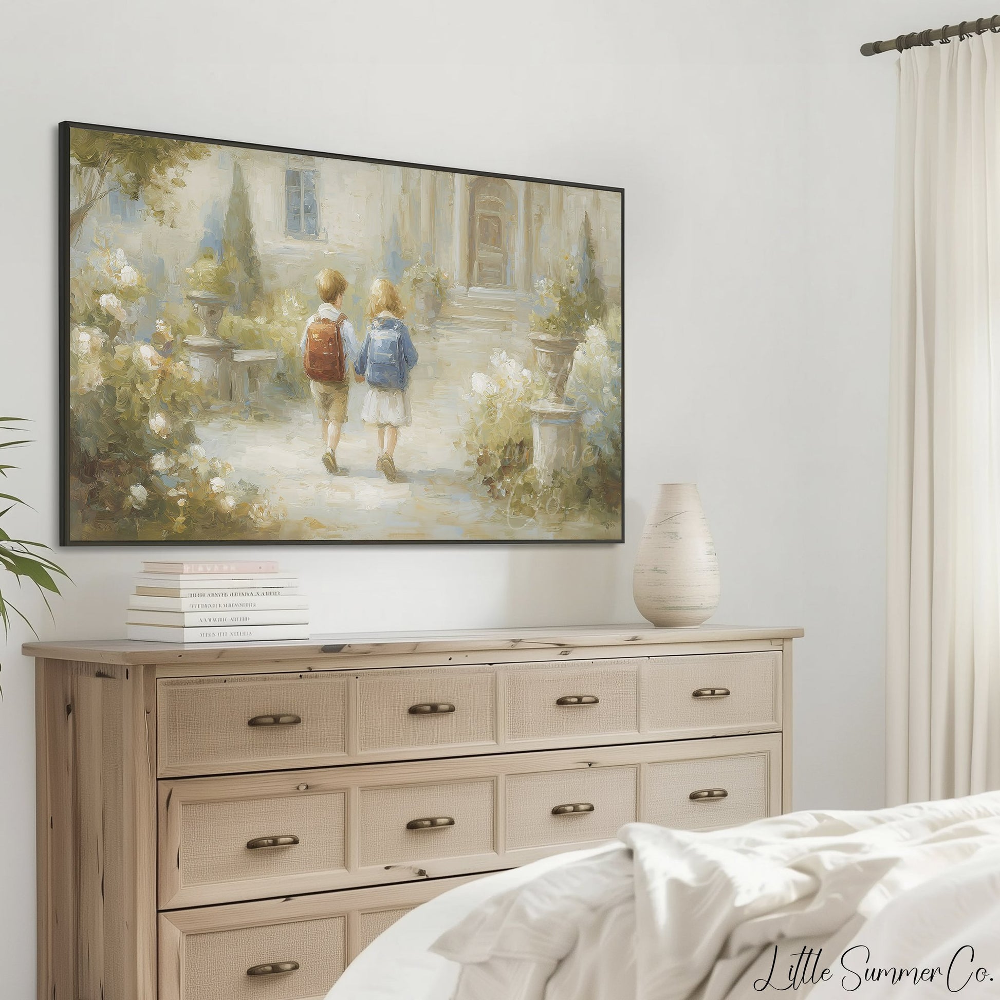 Children on Garden Path Frame TV Art displayed on a TV
