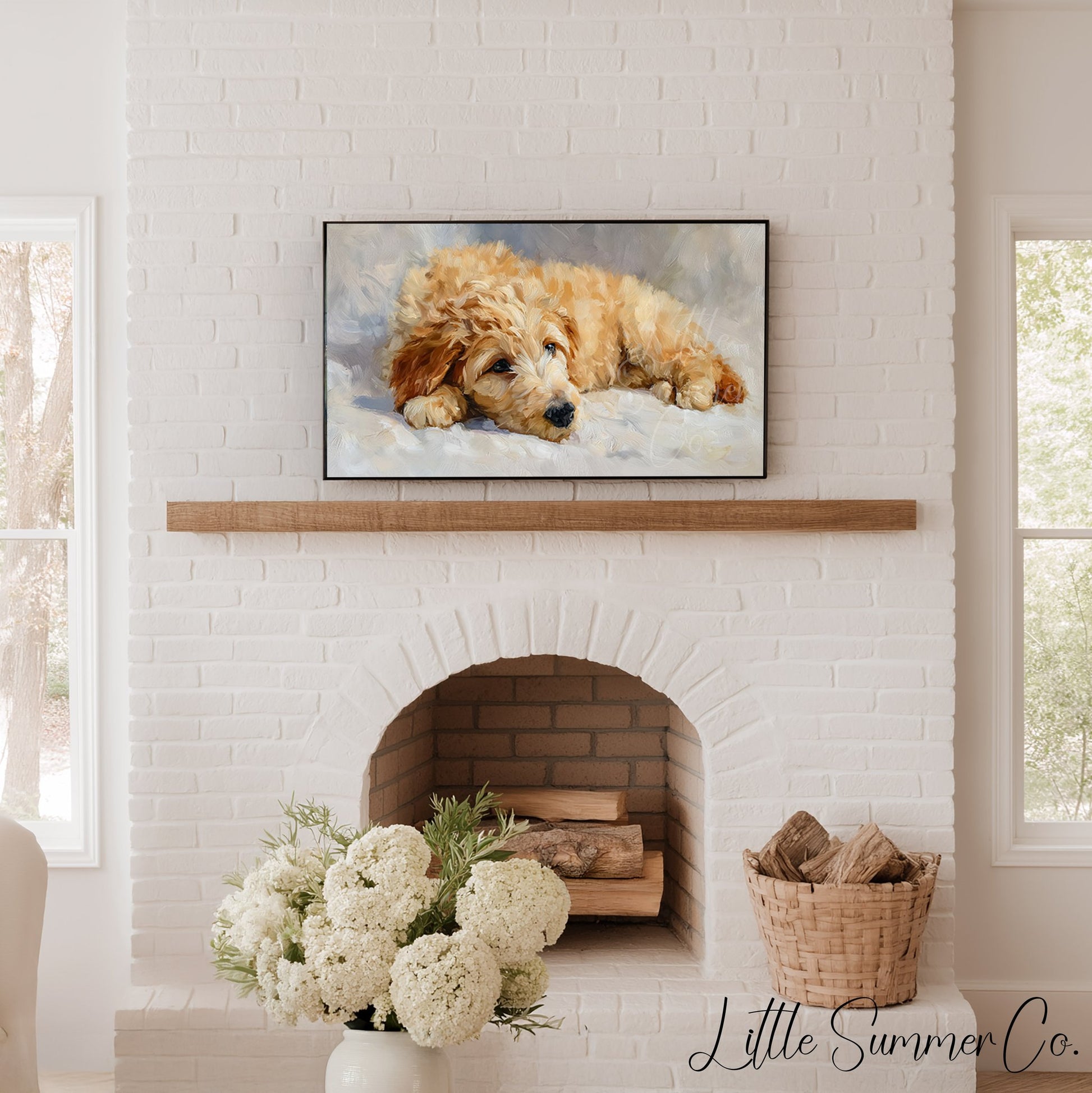 Resting Puppy Frame TV Art displayed on a TV
