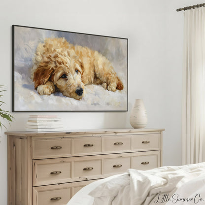 Resting Puppy Frame TV Art displayed on a TV
