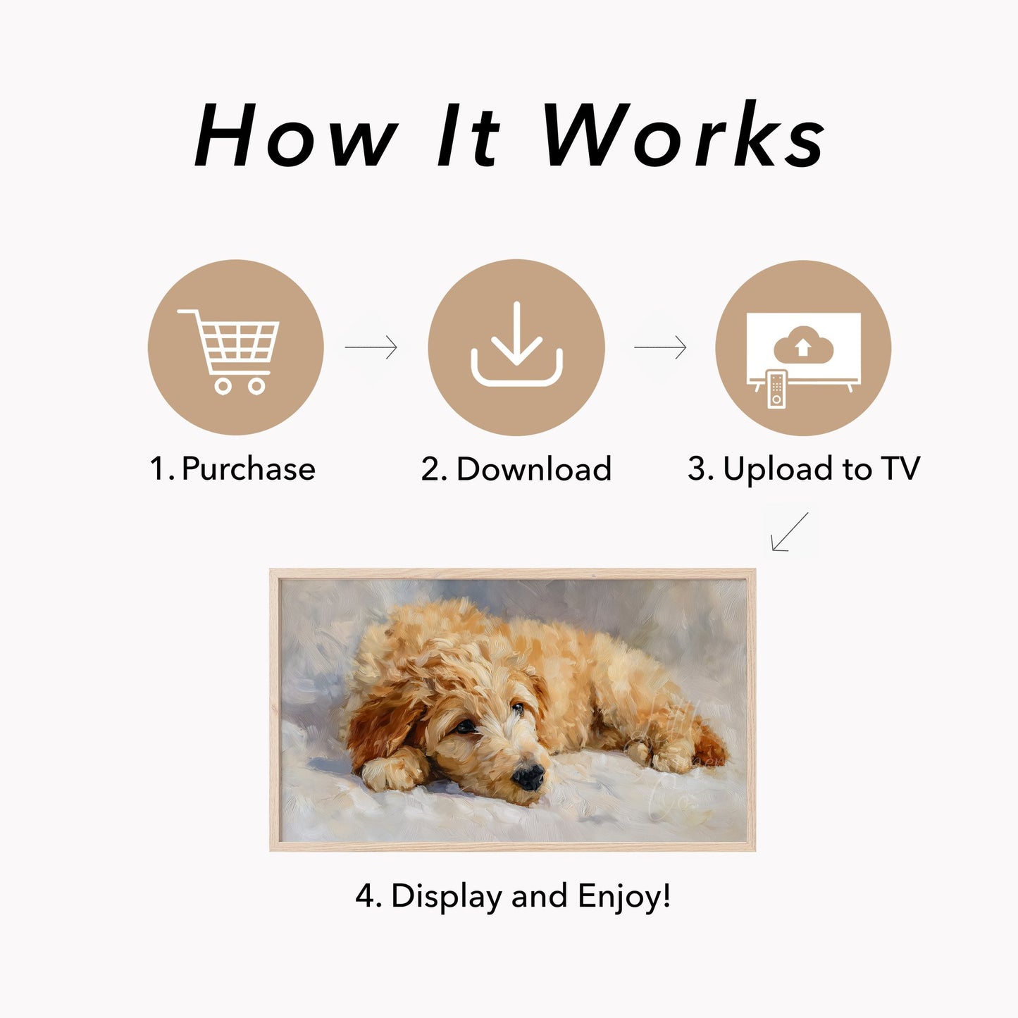 Resting Puppy Frame TV Art displayed on a TV