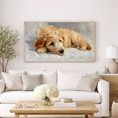 Resting Puppy Frame TV Art displayed on a TV