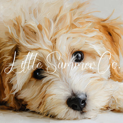 Curly Puppy Close Up Frame TV Art displayed on a TV