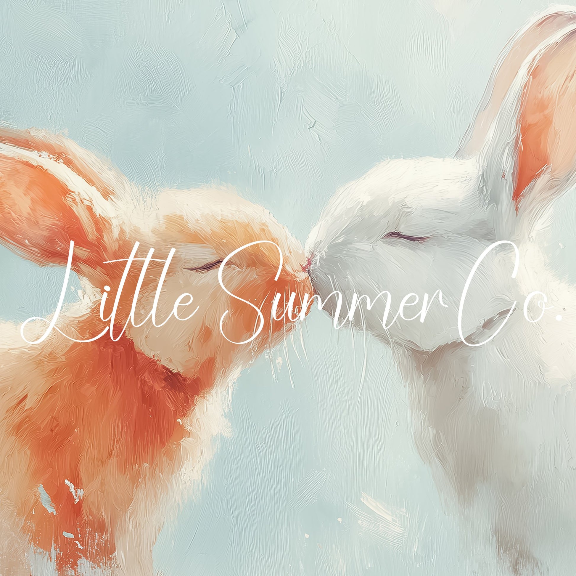 Kissing Bunnies Frame TV Art displayed on a TV