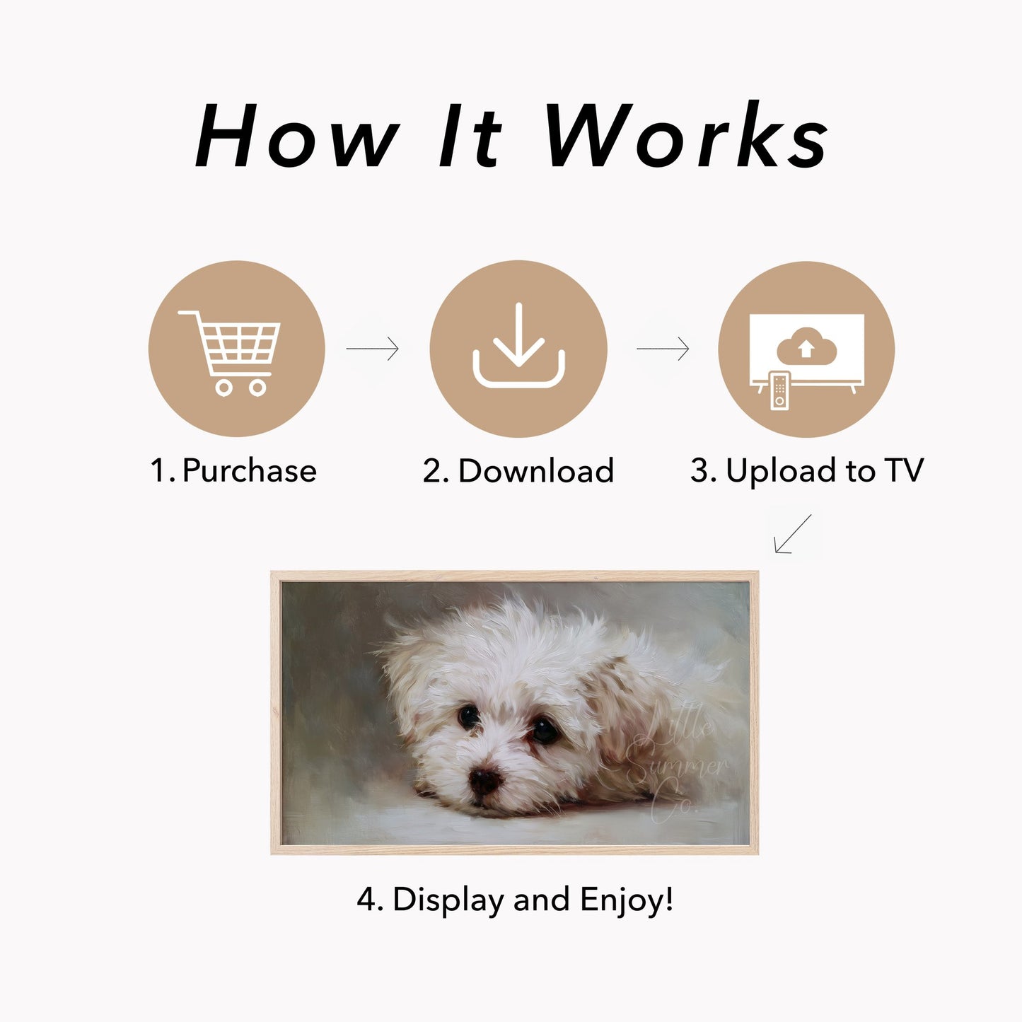 White Puppy Frame TV Art displayed on a TV