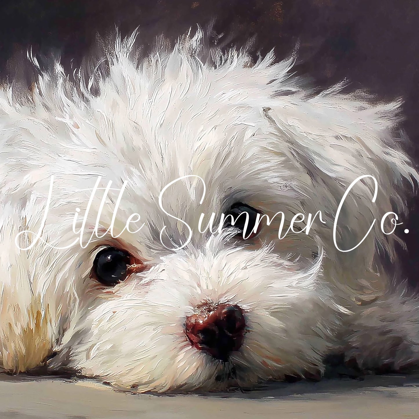 White Puppy Close Up Frame TV Art displayed on a TV