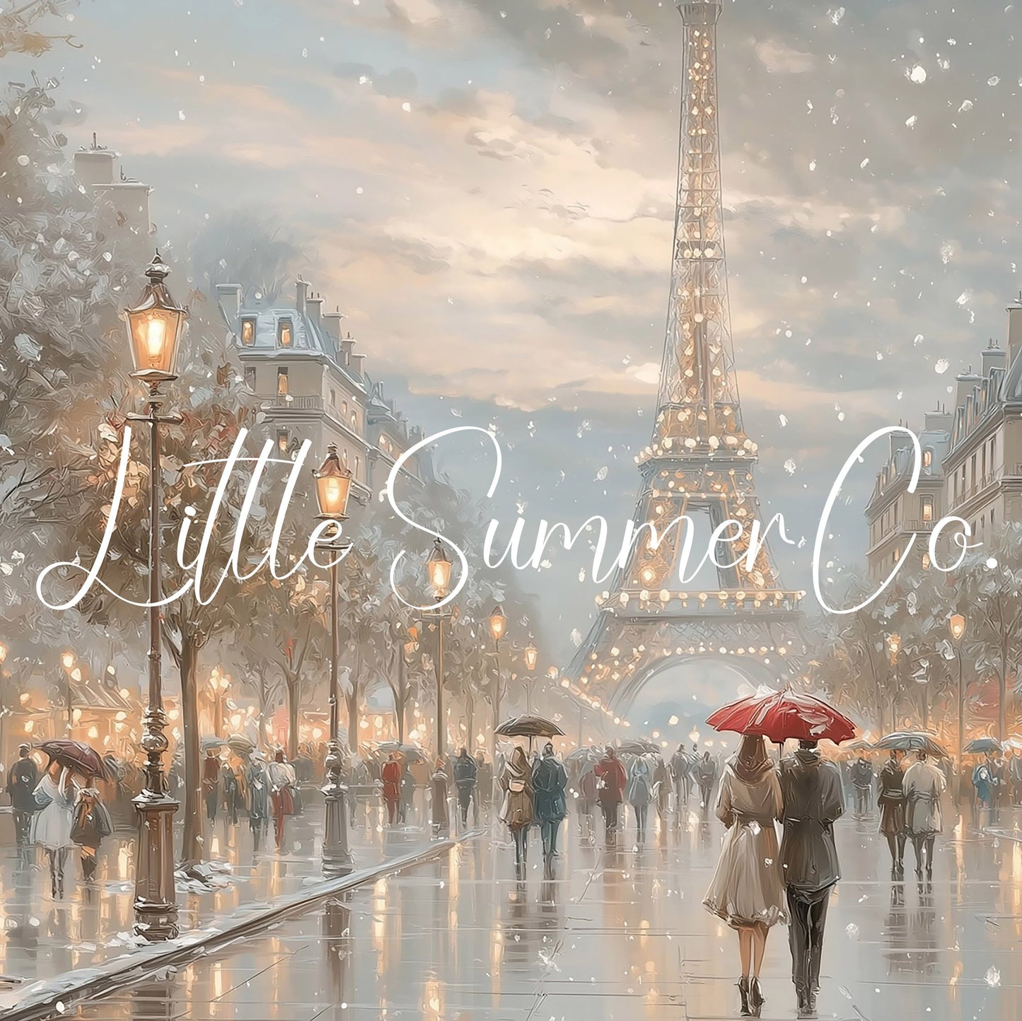 Eiffel Tower Snowy Street Frame TV Art displayed on a TV