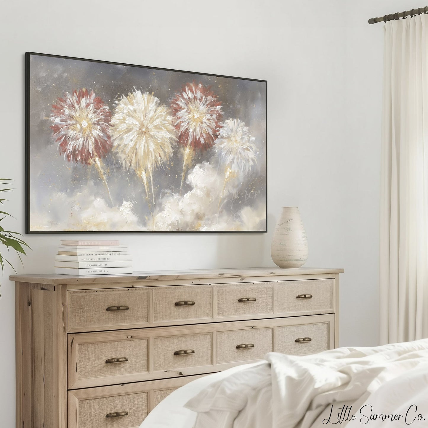 Fireworks Sky Frame TV Art displayed on a TV