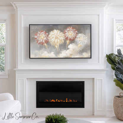 Fireworks Sky Frame TV Art displayed on a TV