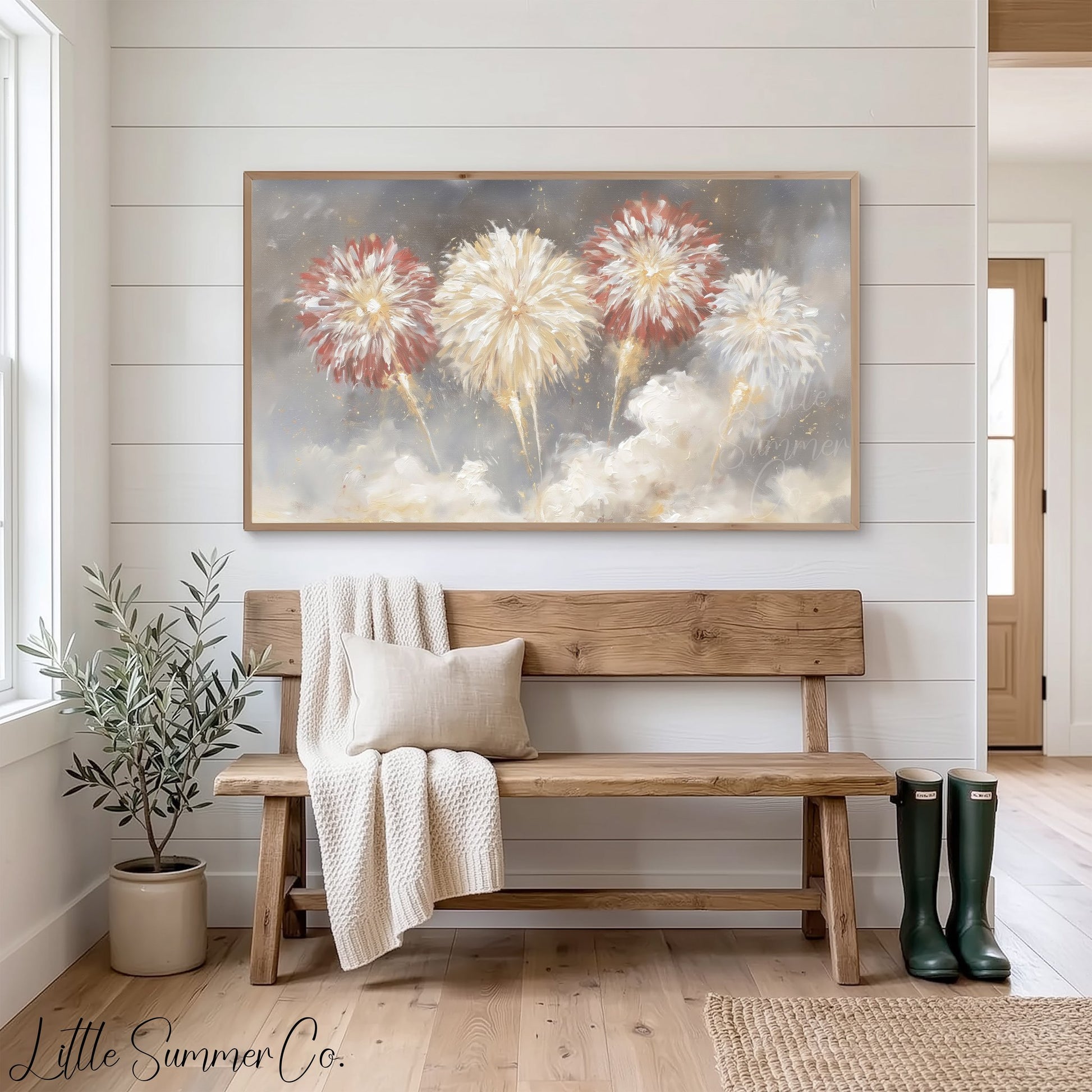 Fireworks Sky Frame TV Art displayed on a TV