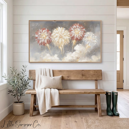 Fireworks Sky Frame TV Art displayed on a TV