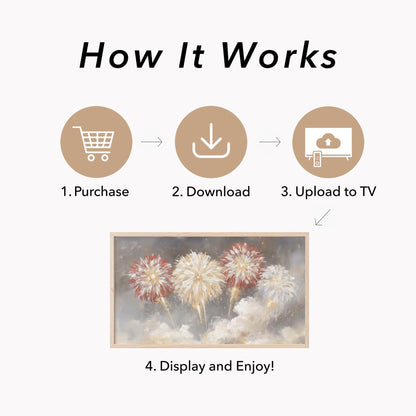Fireworks Sky Frame TV Art displayed on a TV