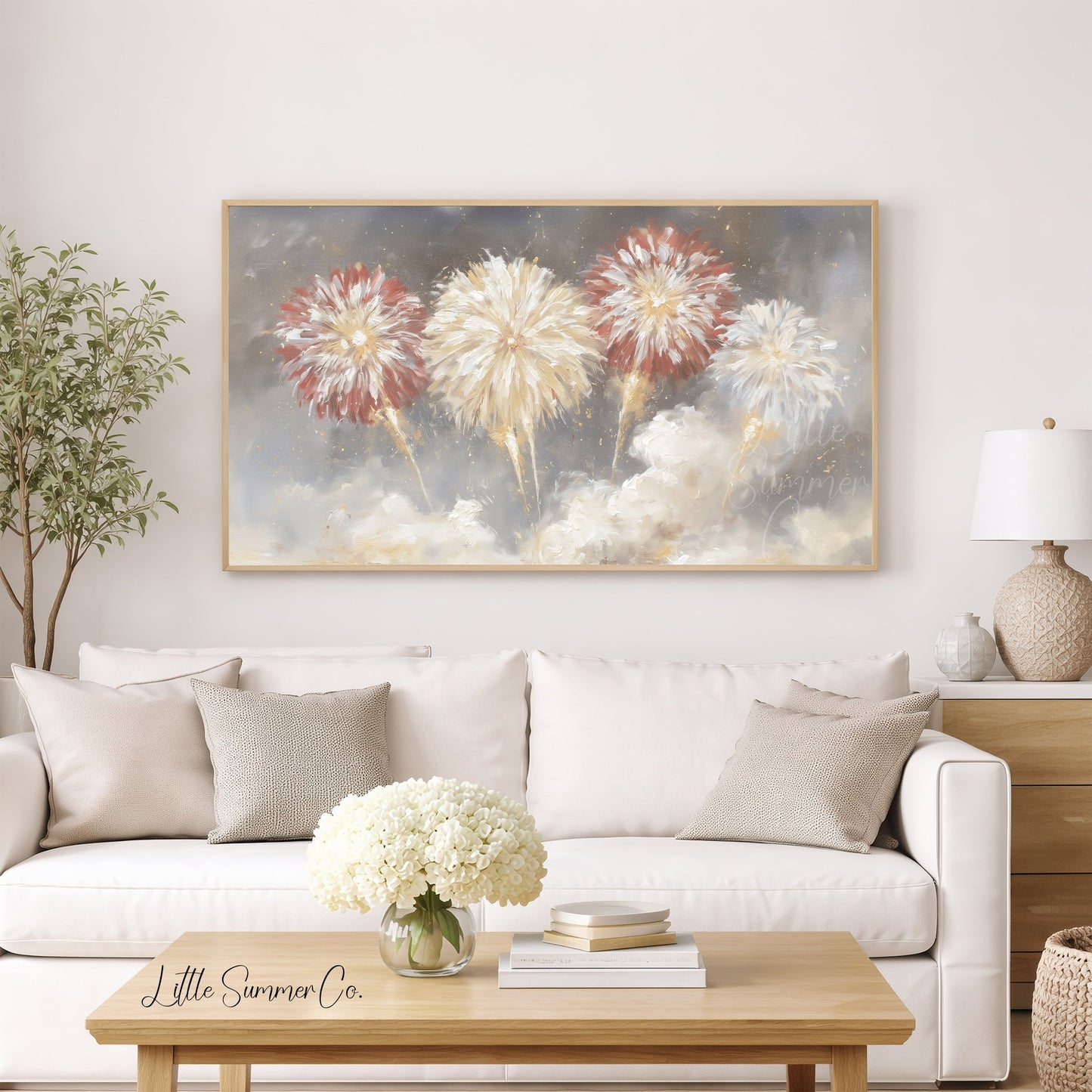 Fireworks Sky Frame TV Art displayed on a TV
