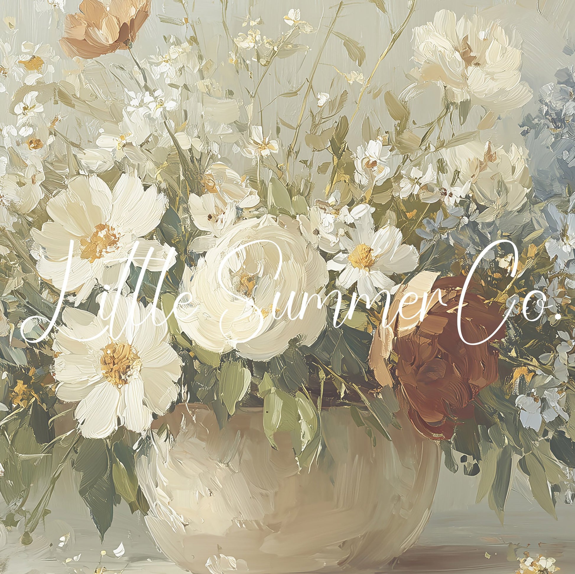 White Wildflower Cottage Bouquet Frame TV Art displayed on a TV