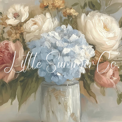 Hydrangea Rose Bouquet Frame TV Art displayed on a TV