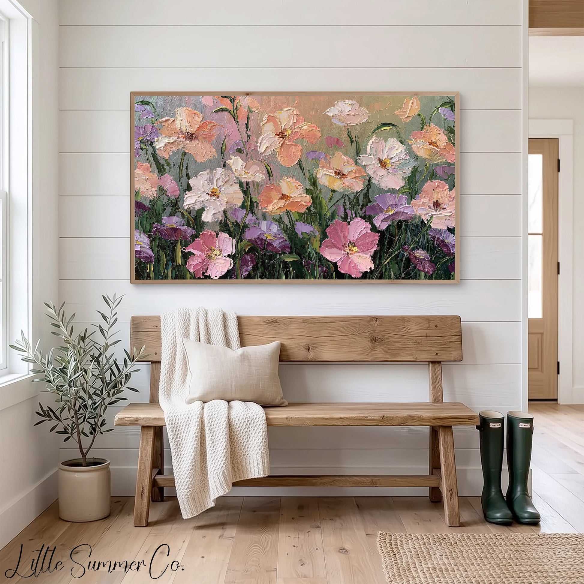 Garden Blossoms Frame TV Art displayed on a TV