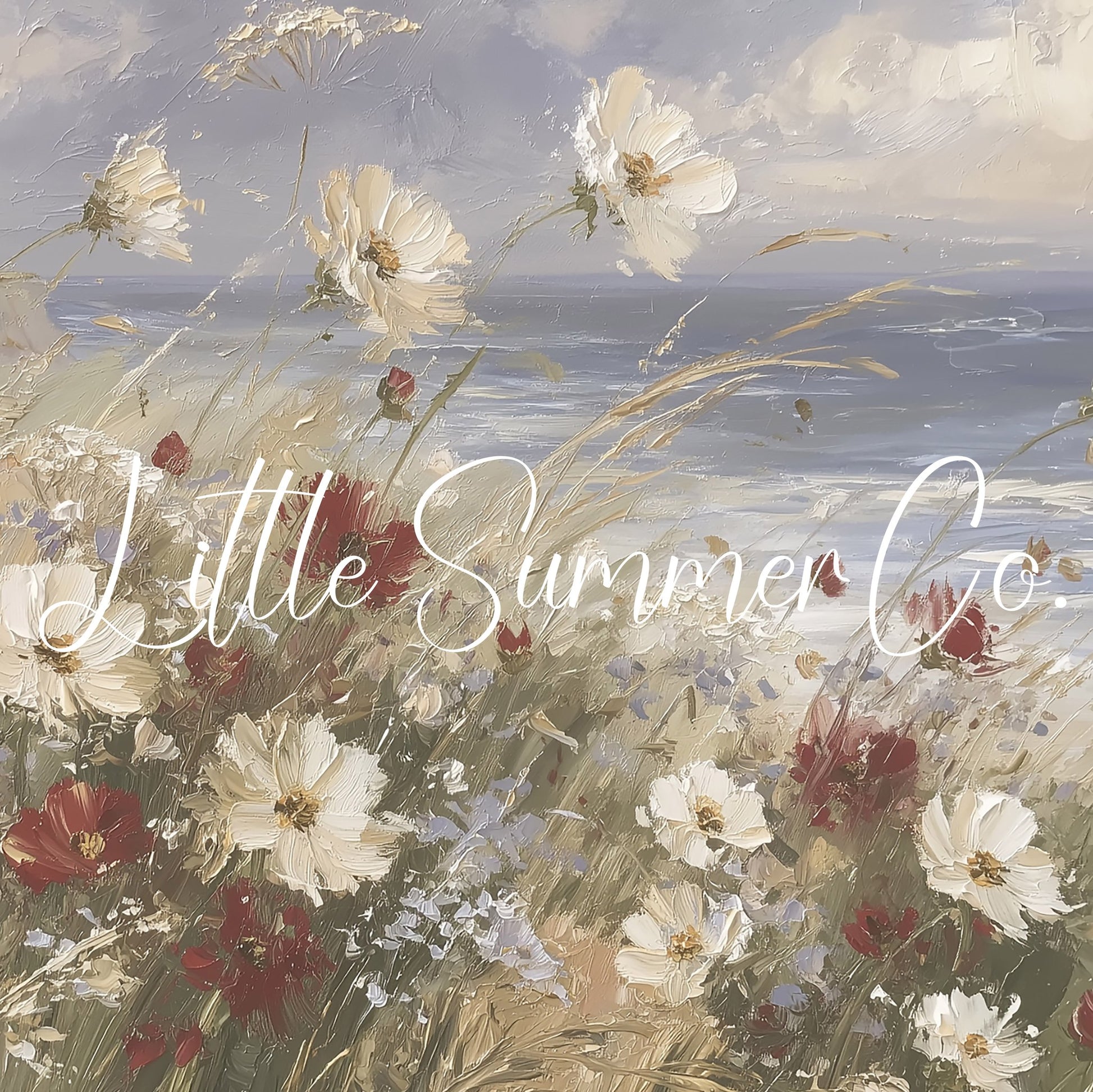 Coastal Wildflowers Frame TV Art displayed on a TV