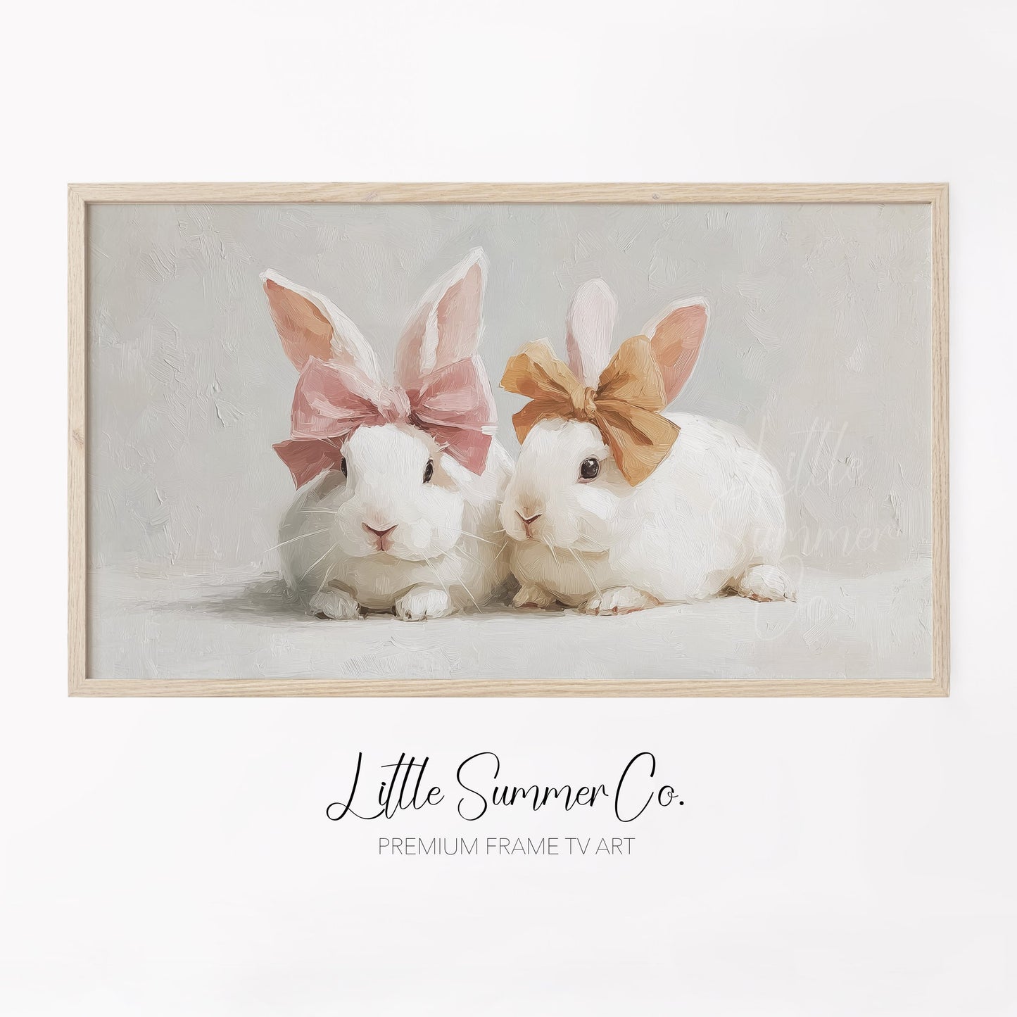 Bow Bunnies Frame TV Art displayed on a TV