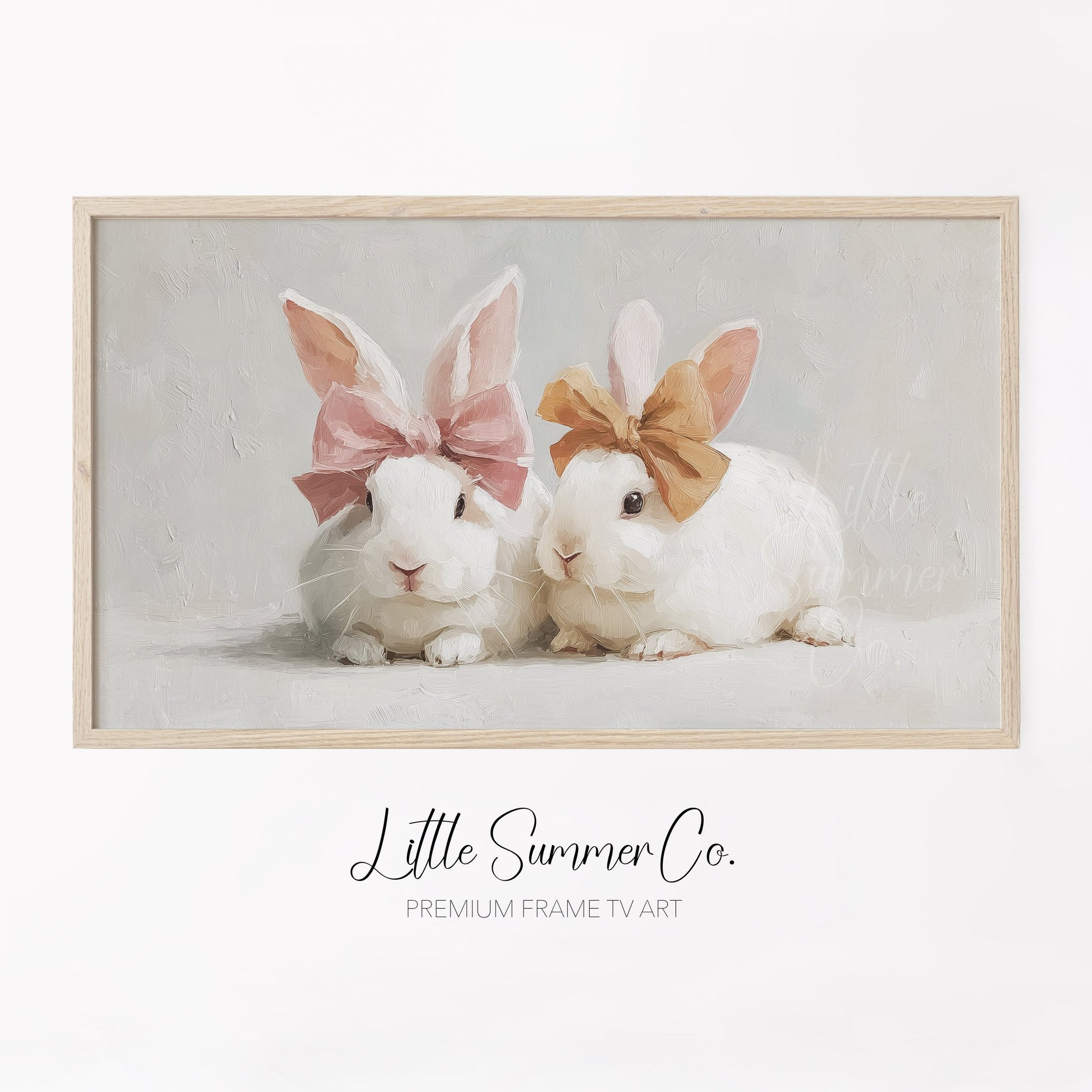 Bow Bunnies Frame TV Art displayed on a TV