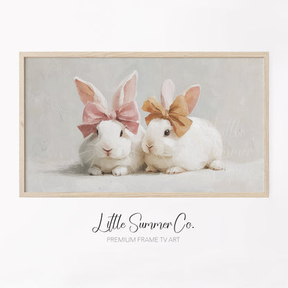 Bow Bunnies Frame TV Art displayed on a TV