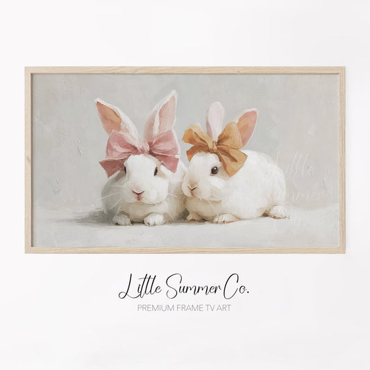 Bow Bunnies Frame TV Art displayed on a TV