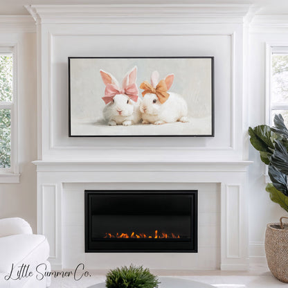 Bow Bunnies Frame TV Art displayed on a TV