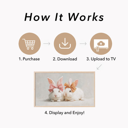 Bow Bunnies Frame TV Art displayed on a TV