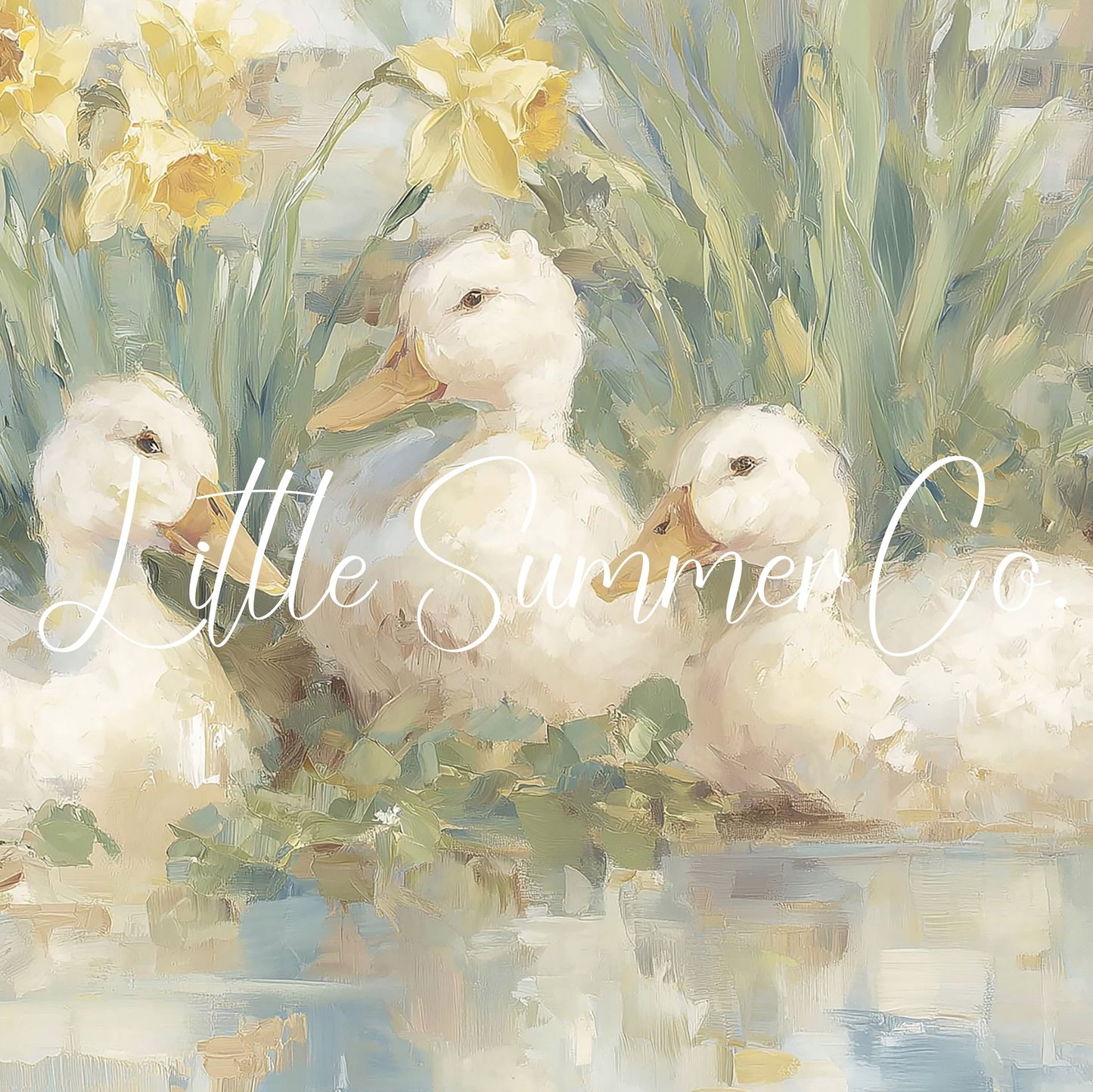 Ducks and Daffodils Frame TV Art displayed on a TV