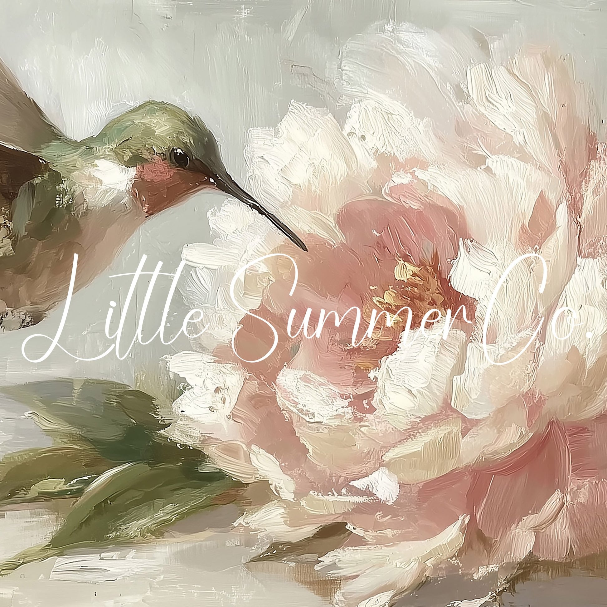 Hummingbird and Peony Frame TV Art displayed on a TV