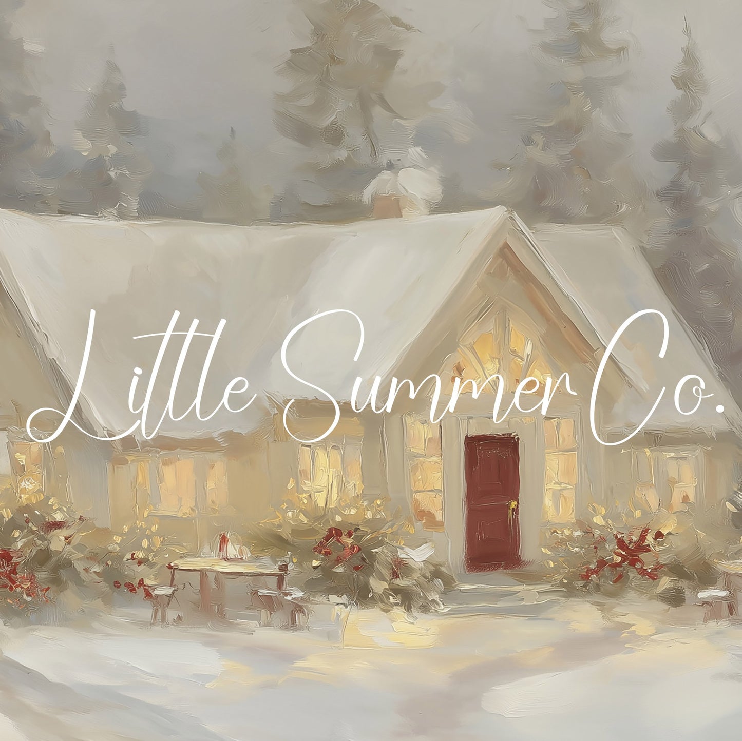 Snowy Cottage Lights Frame TV Art displayed on a TV