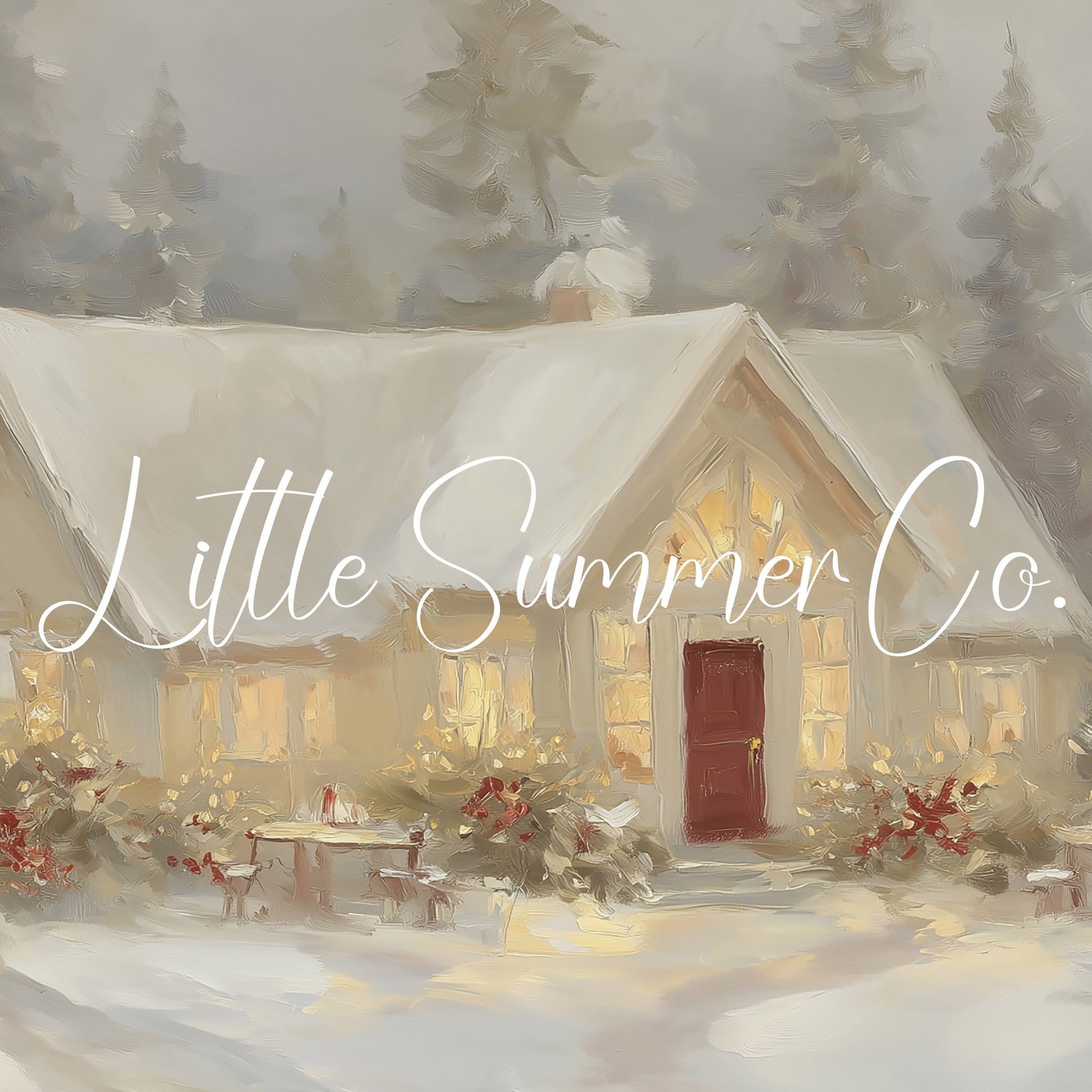 Snowy Cottage Lights Frame TV Art displayed on a TV