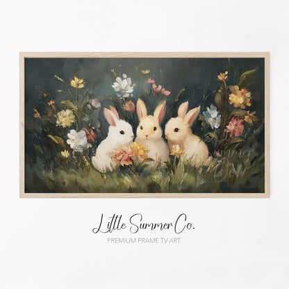 Garden Rabbits Frame TV Art displayed on a TV