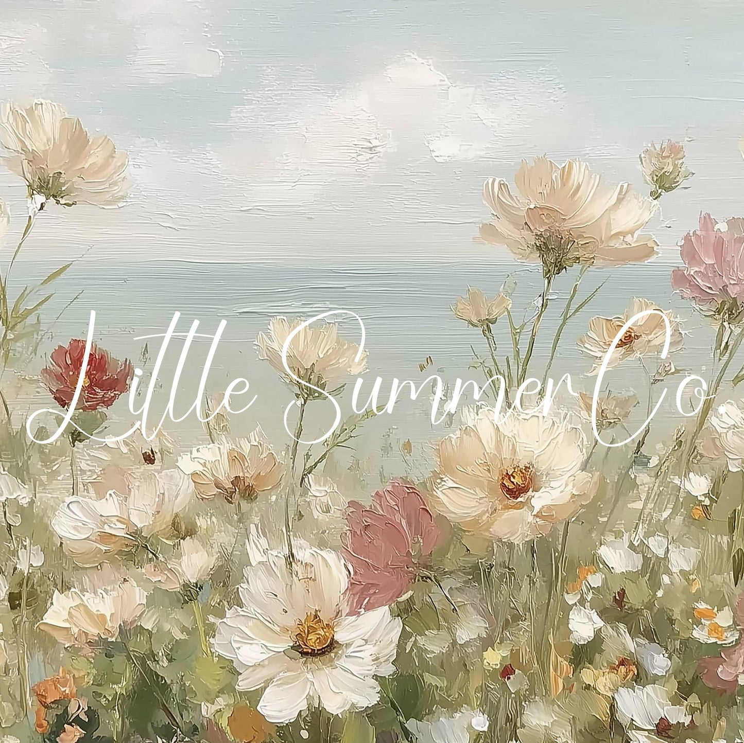 Coastal Wildflower Field Horizon Frame TV Art displayed on a TV
