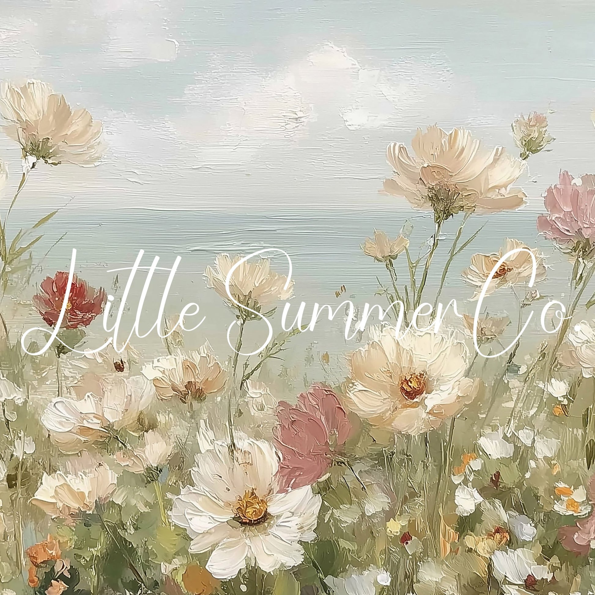 Coastal Wildflower Field Horizon Frame TV Art displayed on a TV