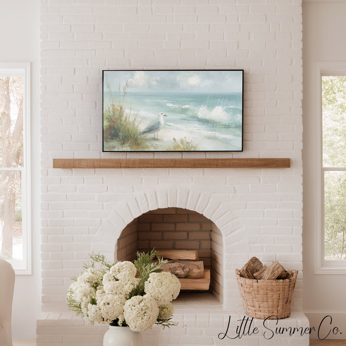 Seagull Beach Dunes Frame TV Art displayed on a TV