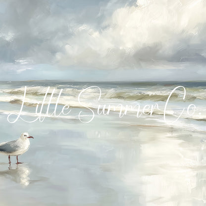 Seagull Shoreline Frame TV Art displayed on a TV