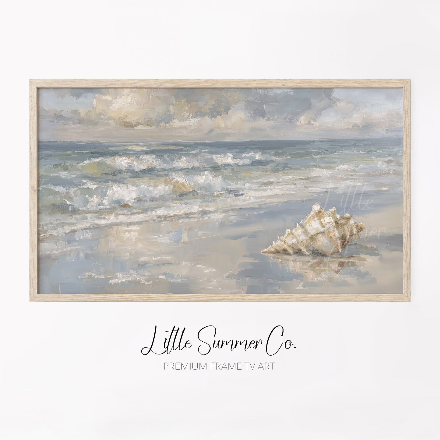 Seashell Beach Waves Frame TV Art displayed on a TV
