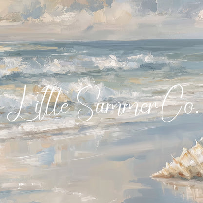 Seashell Beach Waves Frame TV Art displayed on a TV
