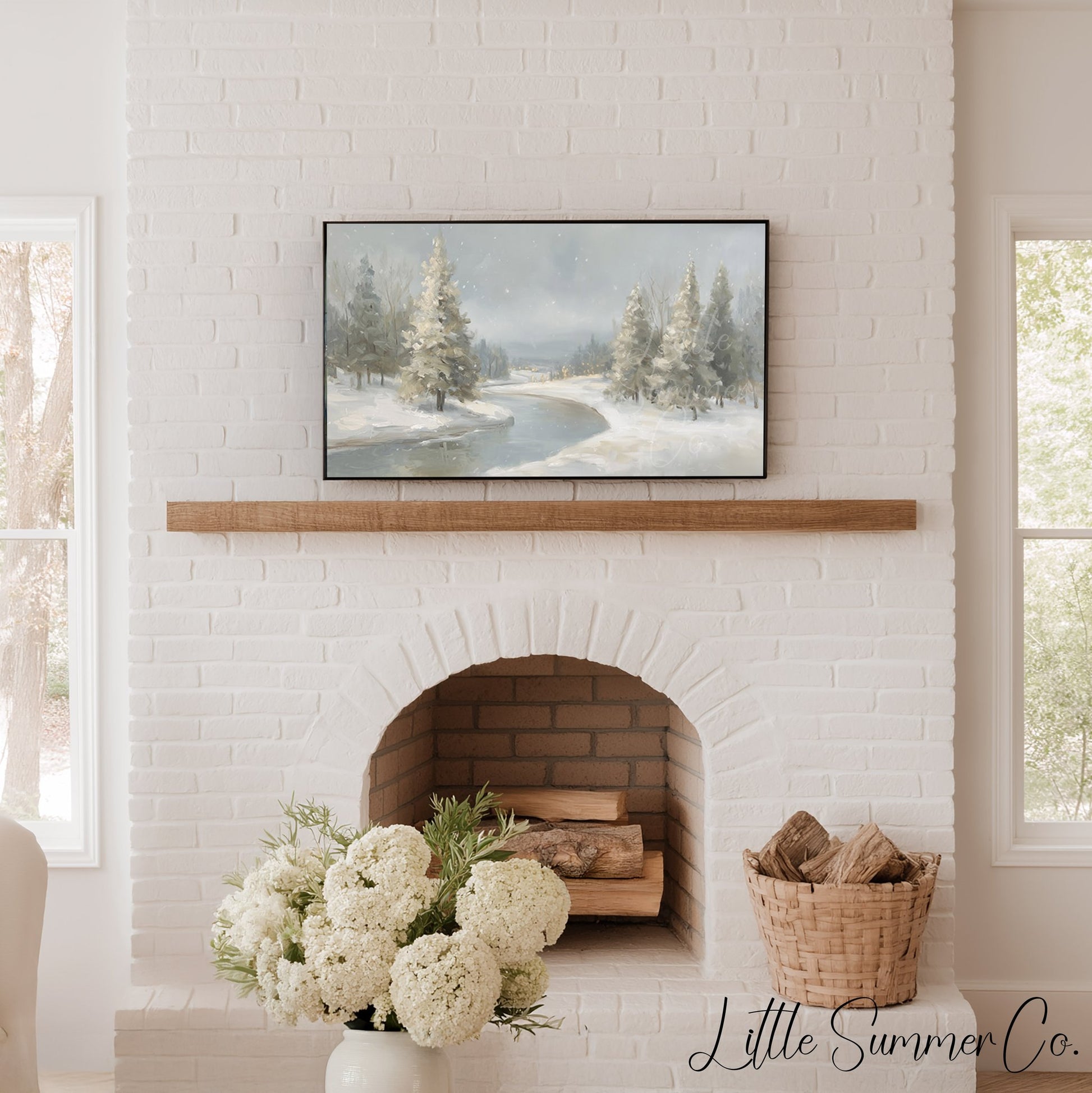 Snowy River Pines Frame TV Art displayed on a TV
