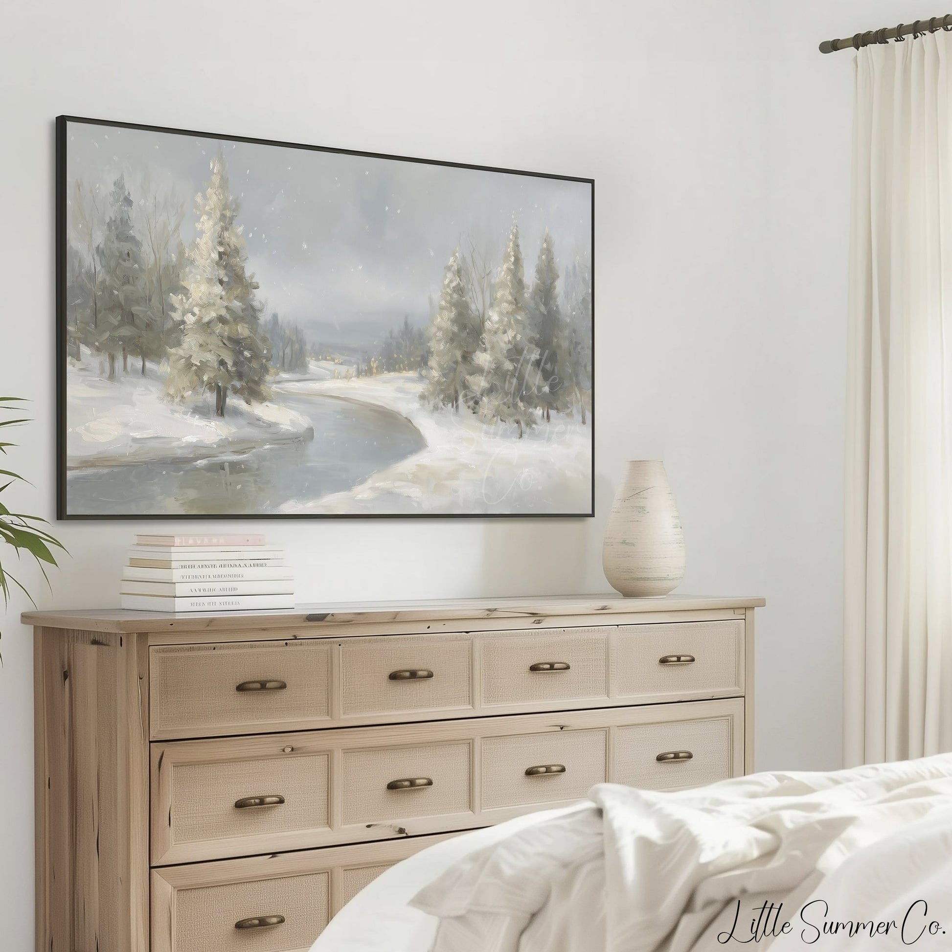 Snowy River Pines Frame TV Art displayed on a TV