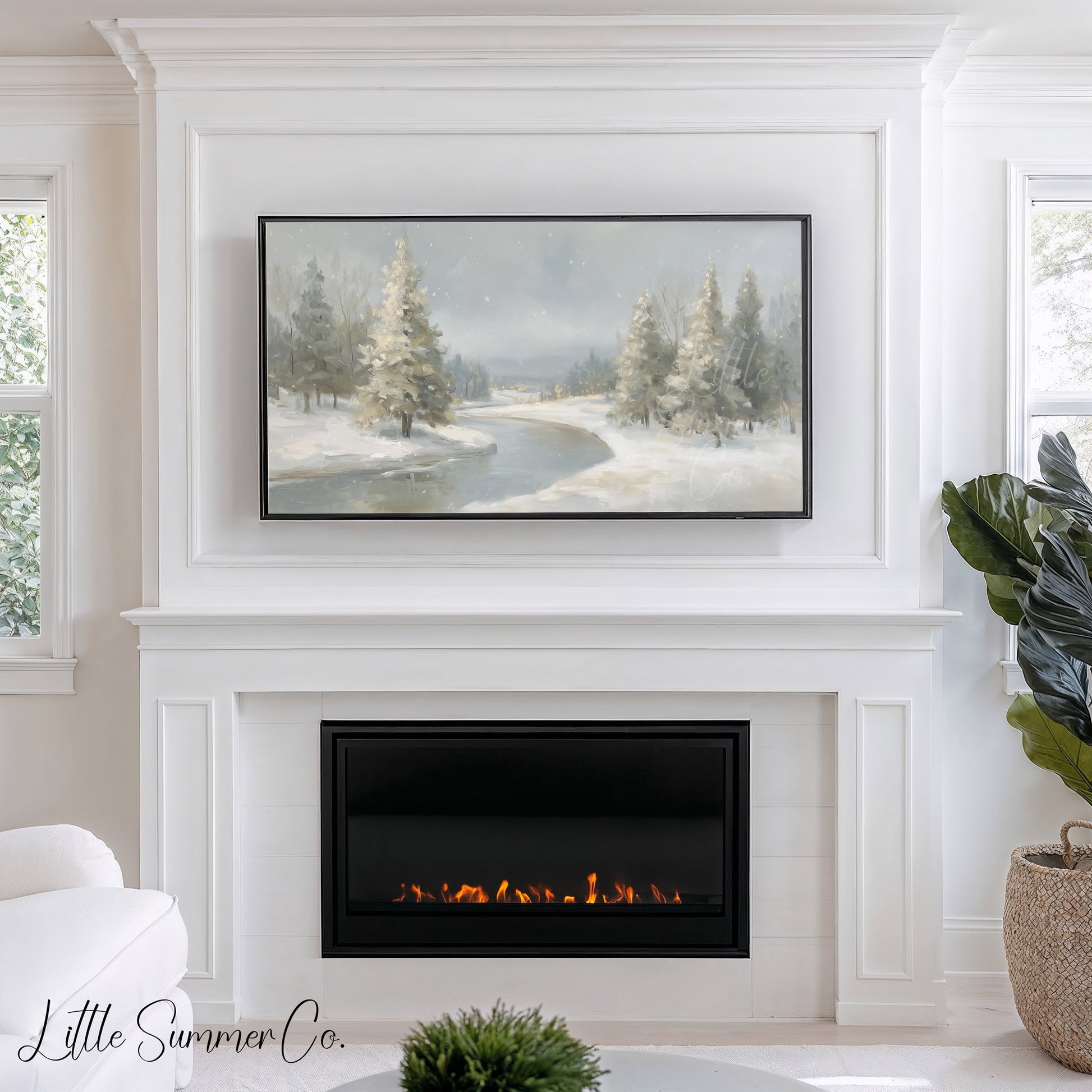 Snowy River Pines Frame TV Art displayed on a TV