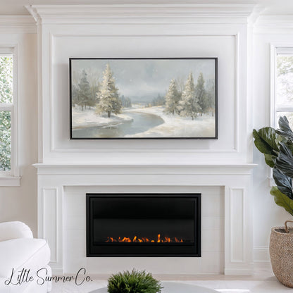 Snowy River Pines Frame TV Art displayed on a TV