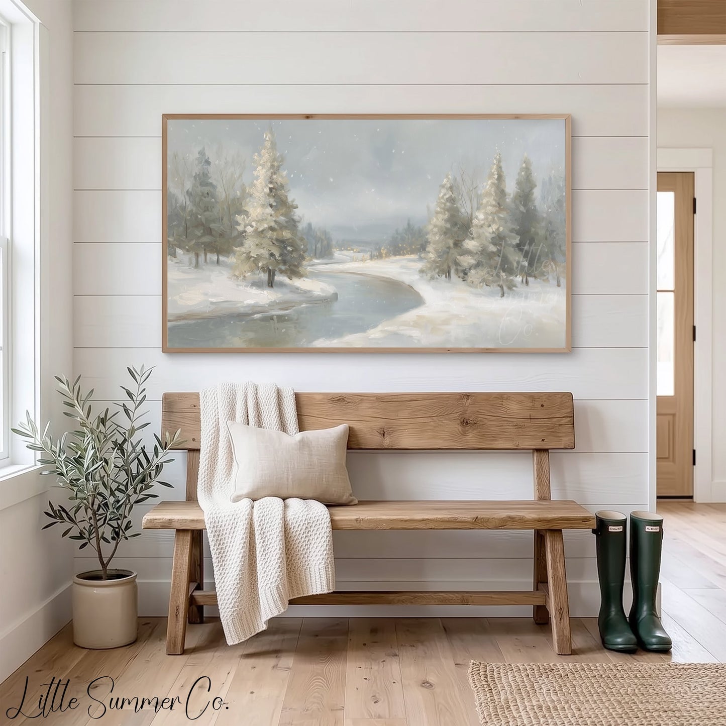 Snowy River Pines Frame TV Art displayed on a TV