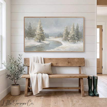 Snowy River Pines Frame TV Art displayed on a TV