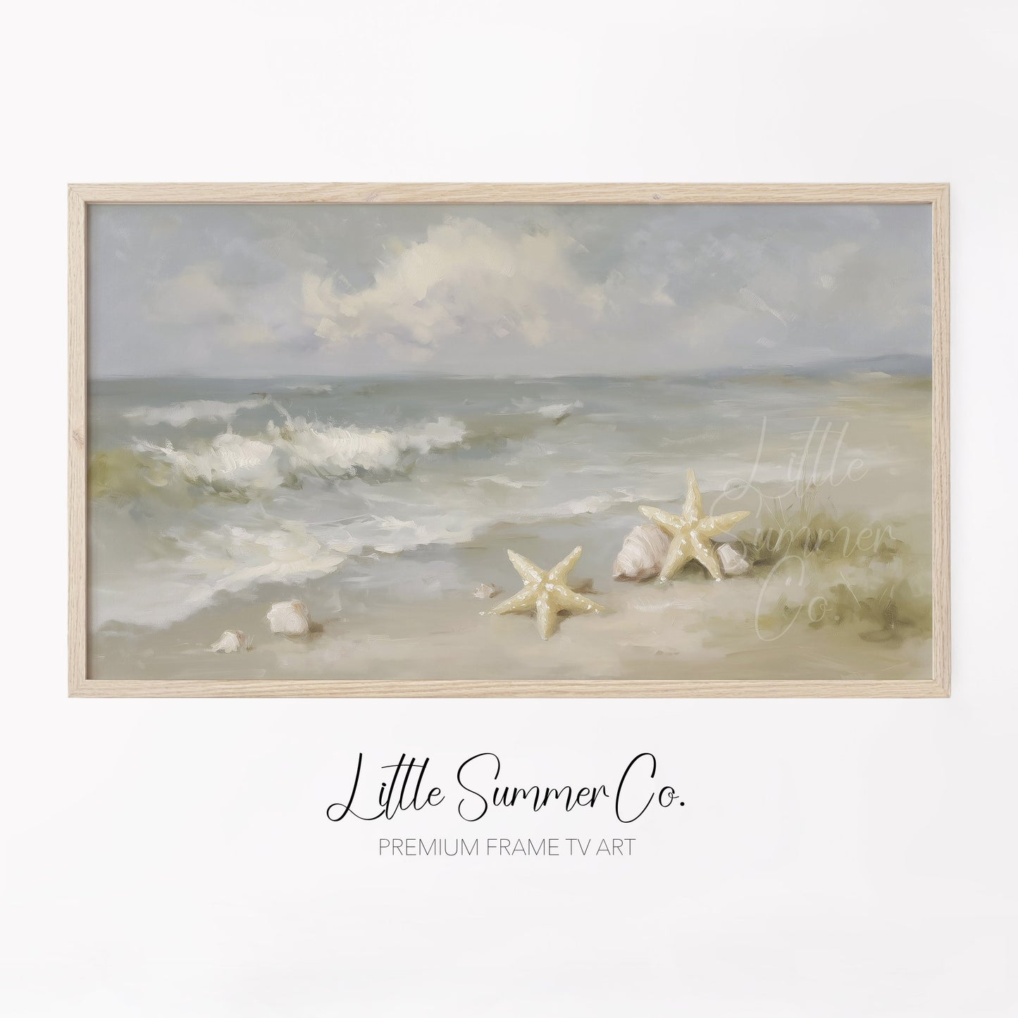 Starfish and Shells Frame TV Art displayed on a TV