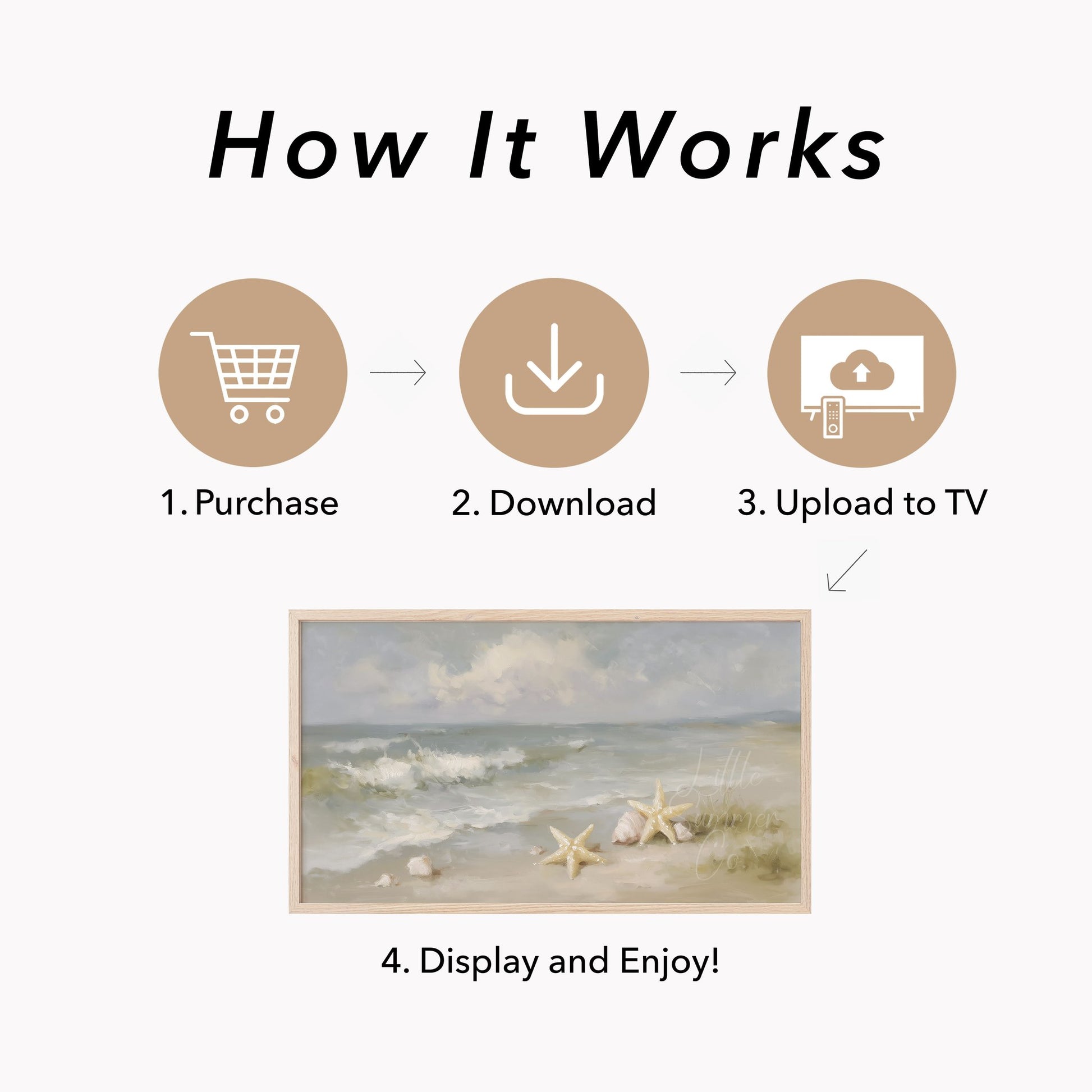 Starfish and Shells Frame TV Art displayed on a TV