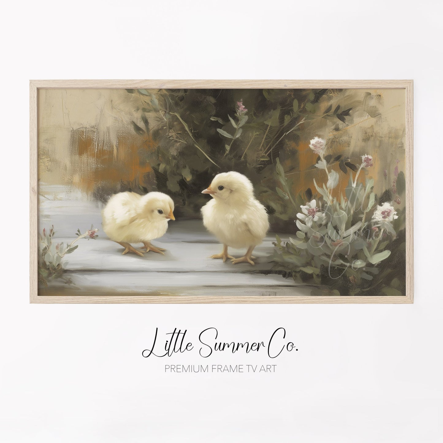 Garden Chicks Frame TV Art displayed on a TV