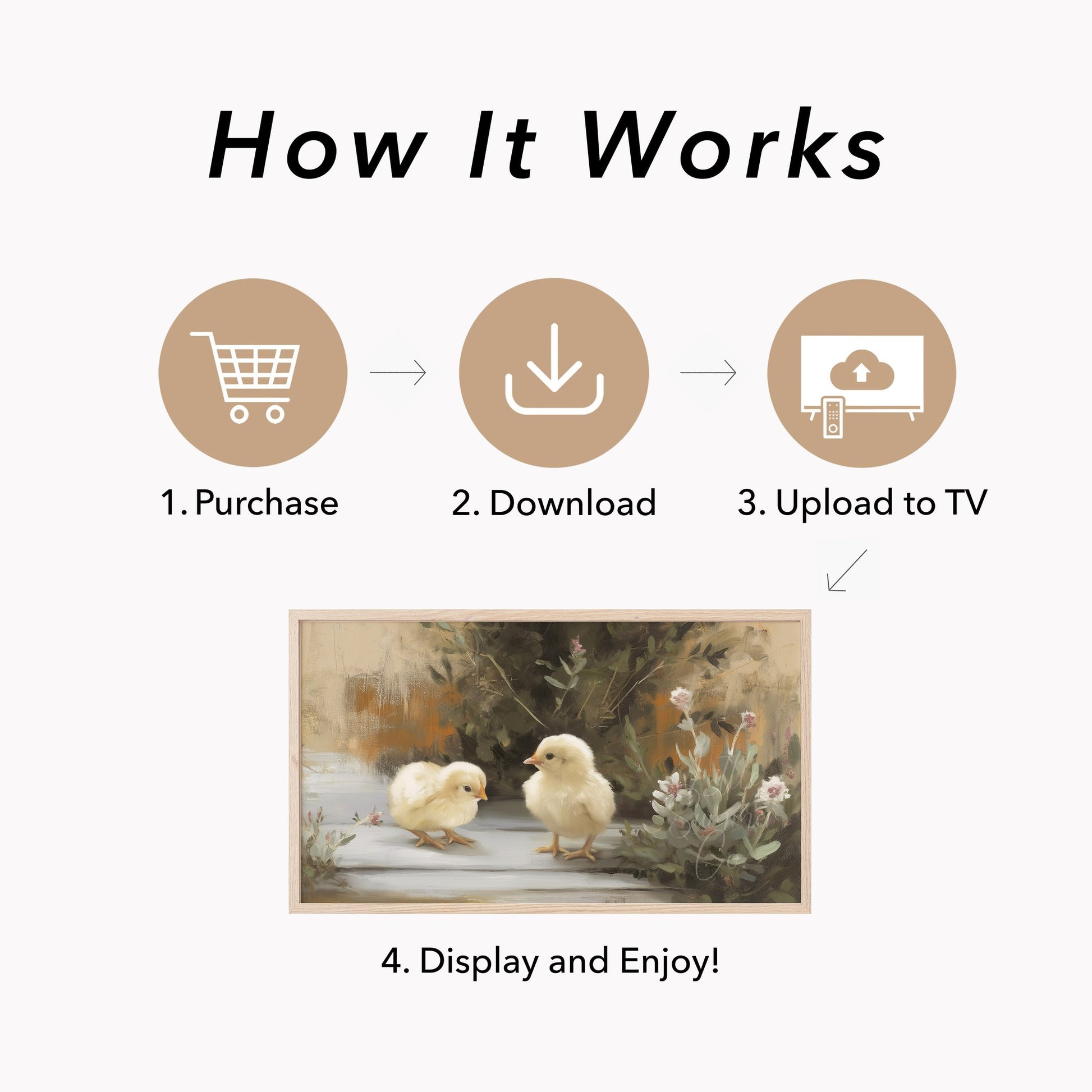 Garden Chicks Frame TV Art displayed on a TV
