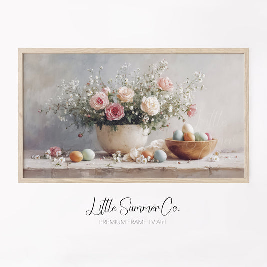 Easter Florals Frame TV Art displayed on a TV